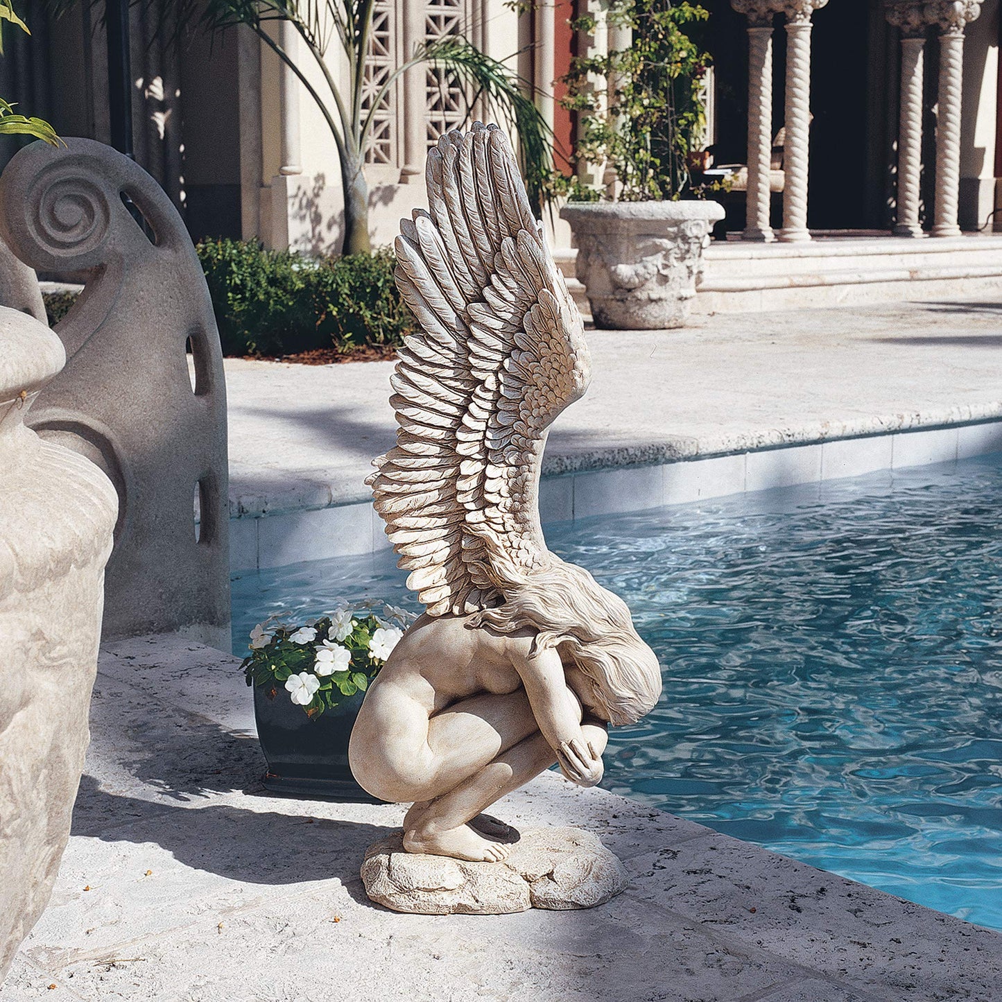 Design Toscano NG33660 Remembrance and Redemption Angel Religious Indoor/Outdoor Garden Statue Large, 11 Inches Wide, 13 Inches Deep, 30 Inches Tall, Handcast Polyresin, Antique Stone Finish