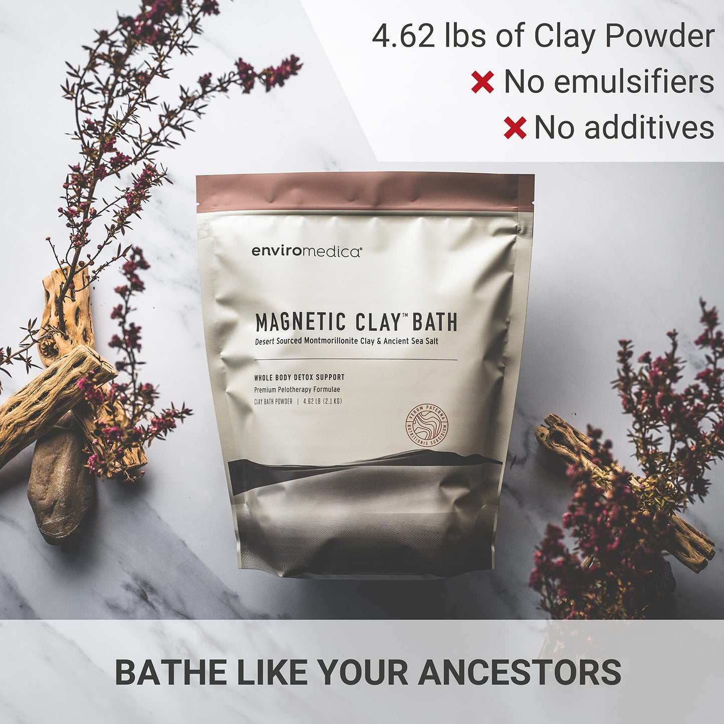 Magnetic Bentonite Clay Detox Bath – Sodium & Calcium Bentonite, & Himalayan Salt – Healing Clay to Remove Environmental Toxins for a Whole Body Detox – Health & Beauty Clay by Enviromedica