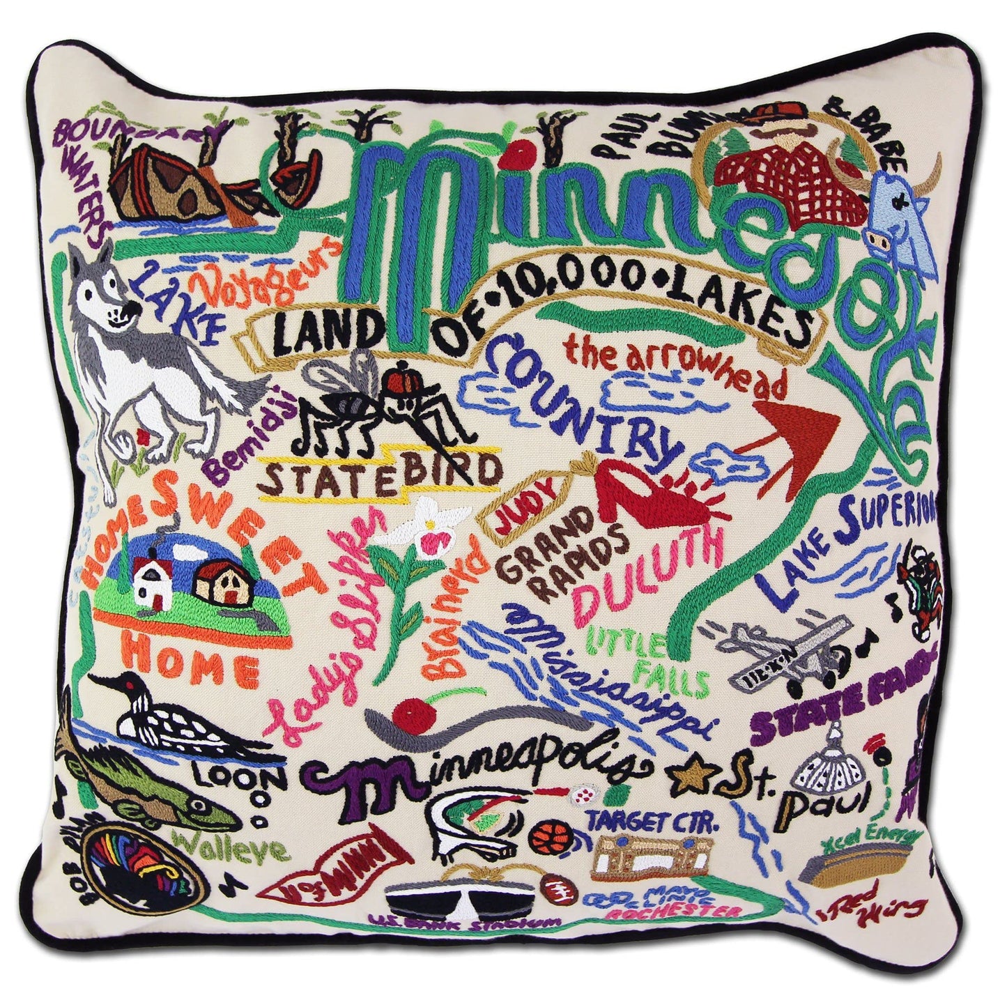 Catstudio Minnesota Embroidered Decorative Throw Pillow