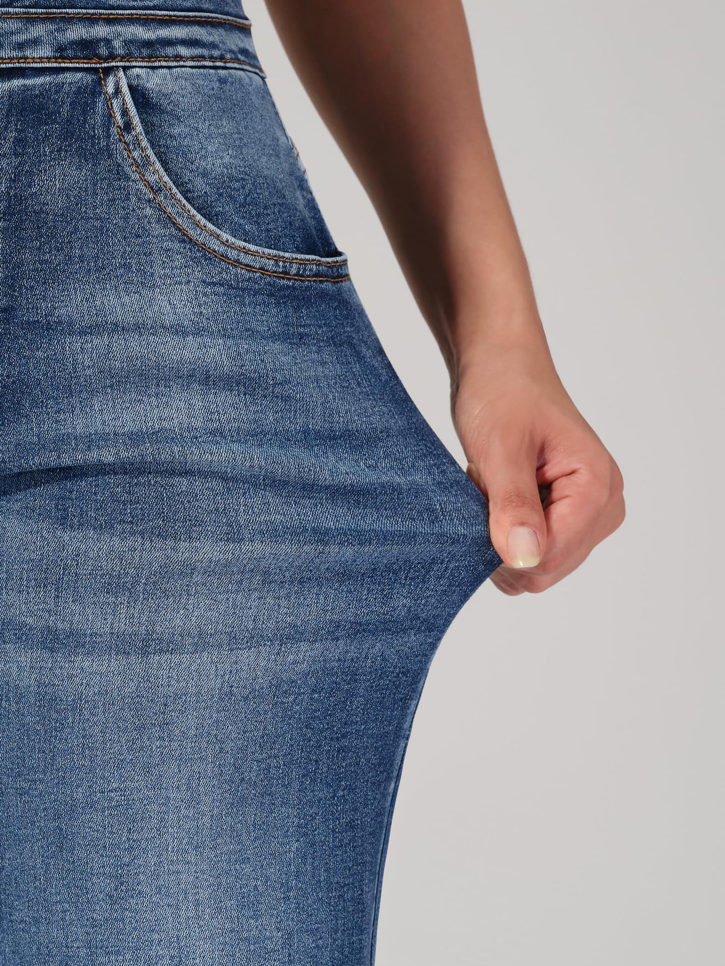 roswear Women’s Wide Leg Jeans Casual High Waisted Stretch Baggy Loose Denim Pants 104 Blue Large