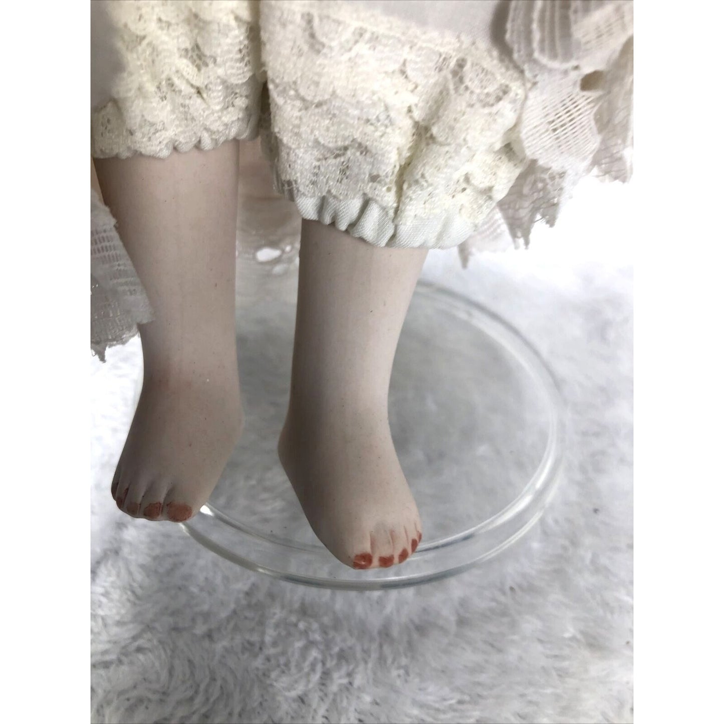 Vintage Porcelain Doll Bobble Head Movable Arms Legs / Stand