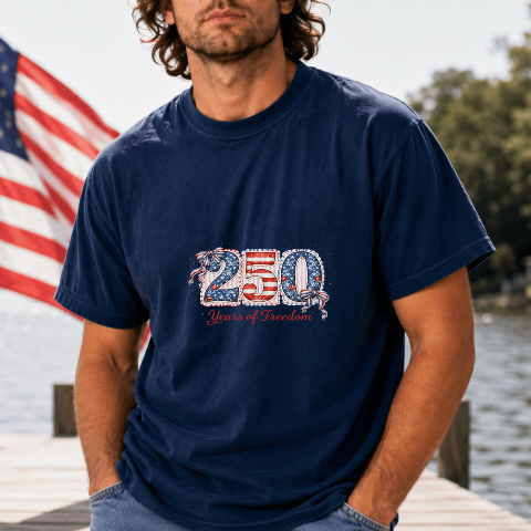 250 Years of Freedom Shirt, Patriotic Graphic Tee, American Flag Design T-Shirt, Independence Day Shirt, Fourth of July Tee