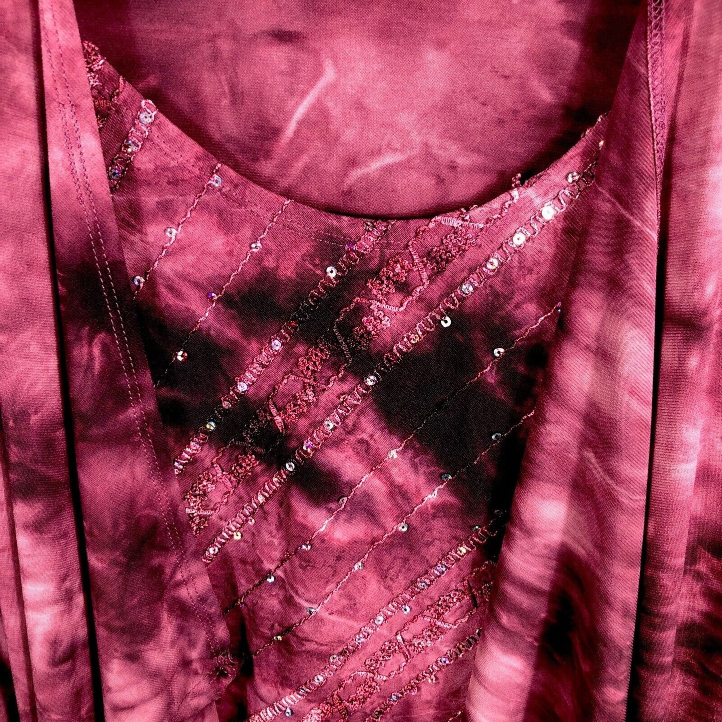 Kim Rogers Top Women’s Petite Small  Burgundy Sequined Shirt