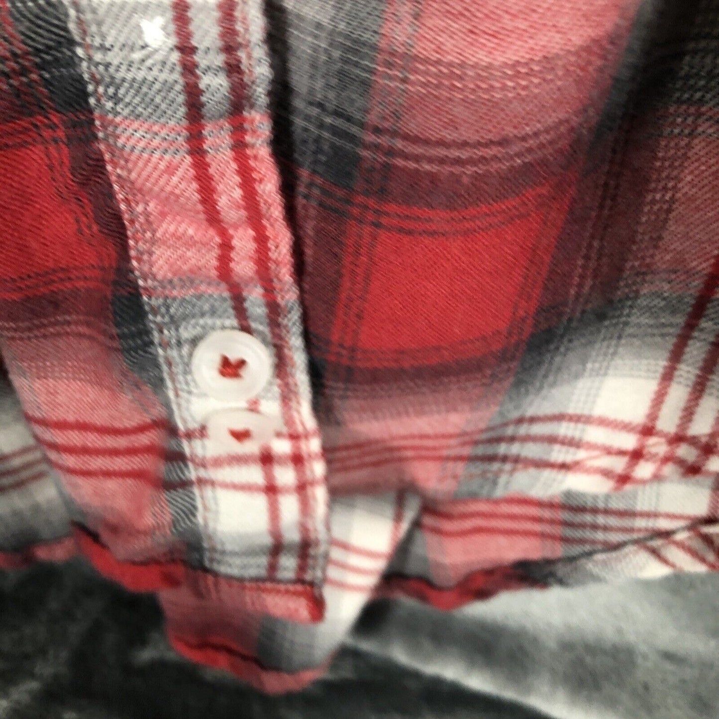 American Eagle Womens Red Plaid Long Sleeve Amazingly Soft Button Up Size M