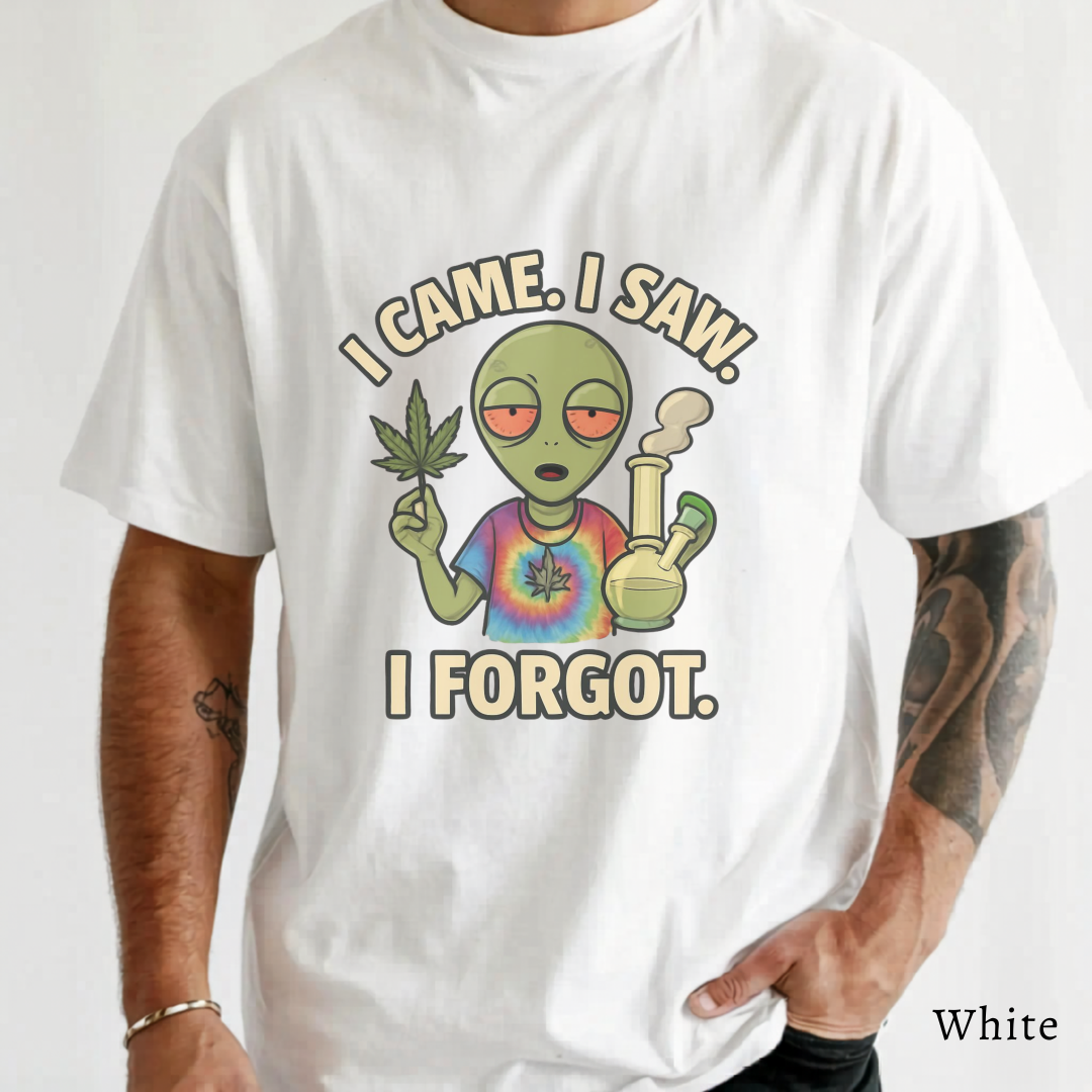I Came I Saw I Forgot T Shirt | Funny Hippie Weed Shirt | Marijuana Leaf Bong Graphic Tee | Unisex Stoner Humor Shirt | Chill Vibes Gift
