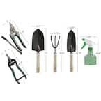 8-Piece Garden Tool Set With Canvas Tote Wooden Handles And Garden Sprayer For Indoor & Outdoor Plants