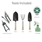 8-Piece Garden Tool Set With Canvas Tote Wooden Handles And Garden Sprayer For Indoor & Outdoor Plants