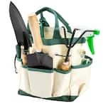 8-Piece Garden Tool Set With Canvas Tote Wooden Handles And Garden Sprayer For Indoor & Outdoor Plants
