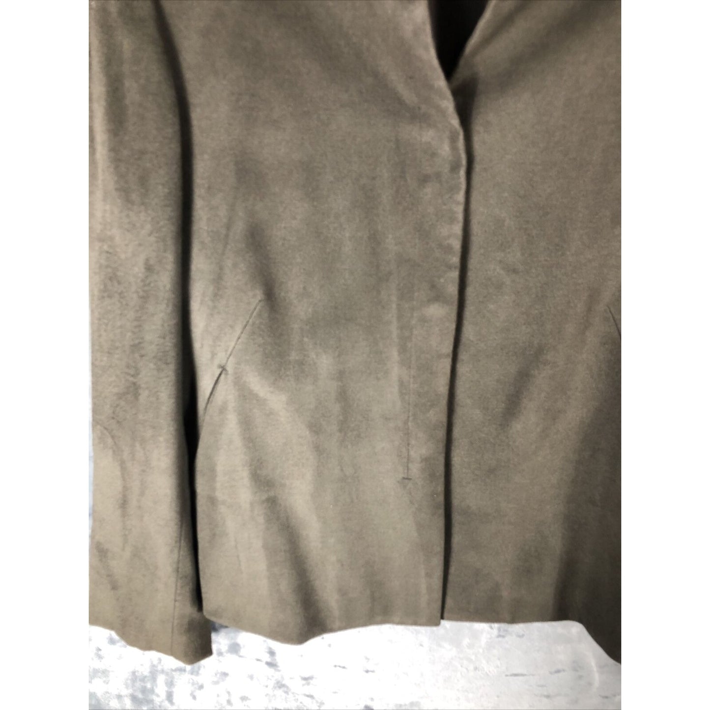 Anne Klein Women’s Jacket Neiman Marcus Suede Olive Green Moto Large Snap Front
