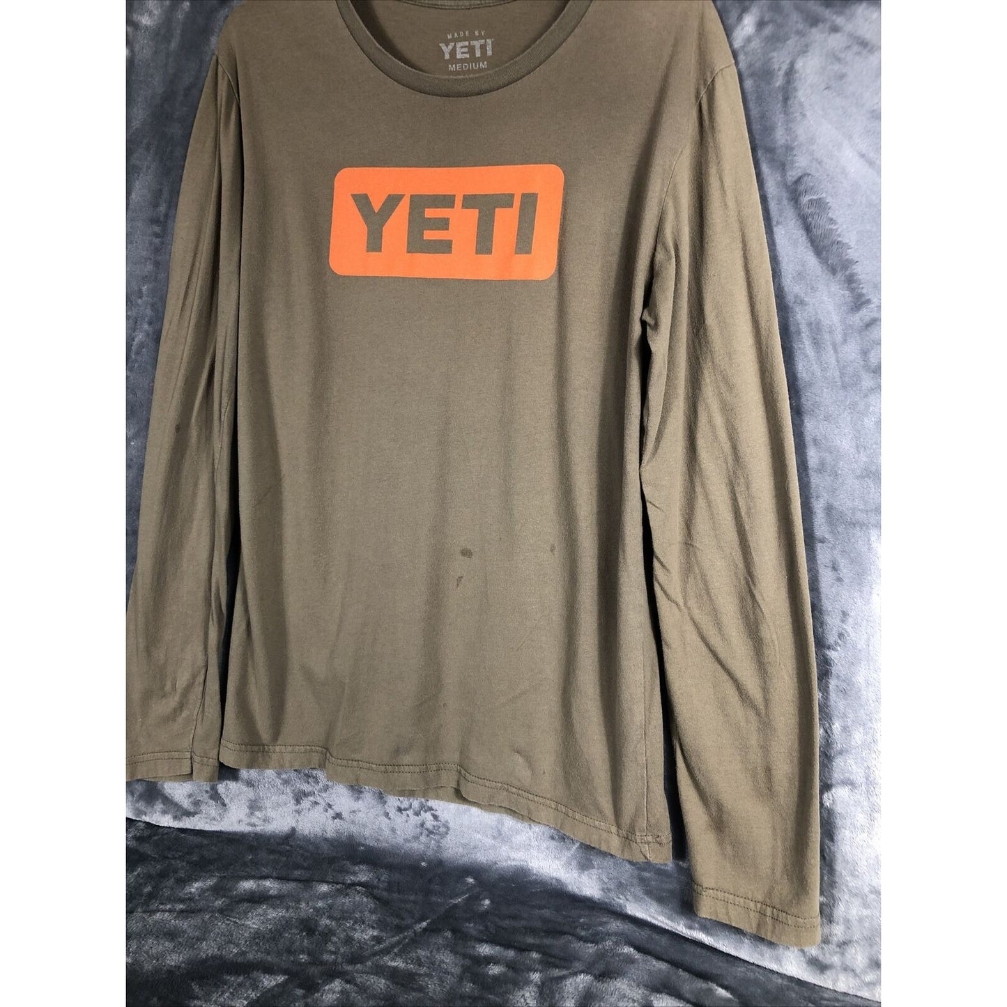 Yeti Coolers Logo Shirt Men's Long Sleeve Tee Shirt Green/Orange Adult Medium