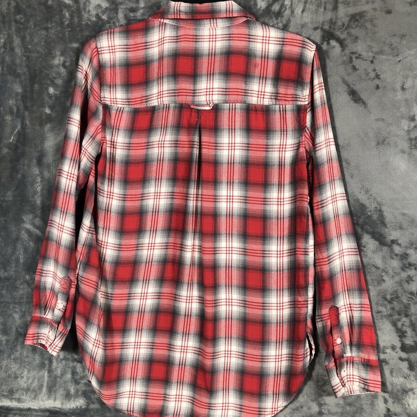 American Eagle Womens Red Plaid Long Sleeve Amazingly Soft Button Up Size M