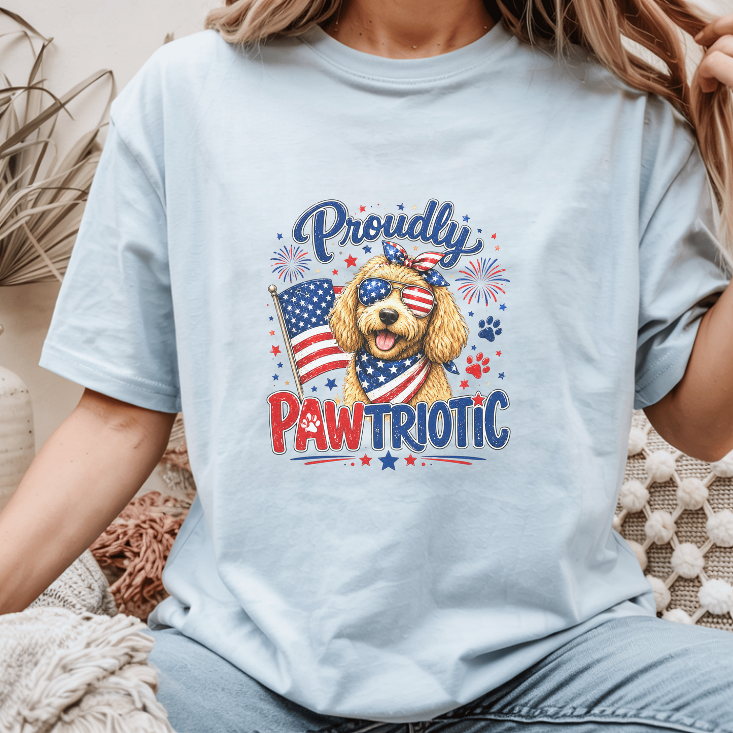Proudly Pawtriotic Dog T-Shirt, Pet Lover Gift, Patriotic Dog Shirt, USA Flag Dog Tee, Funny Dog Graphic Shirt