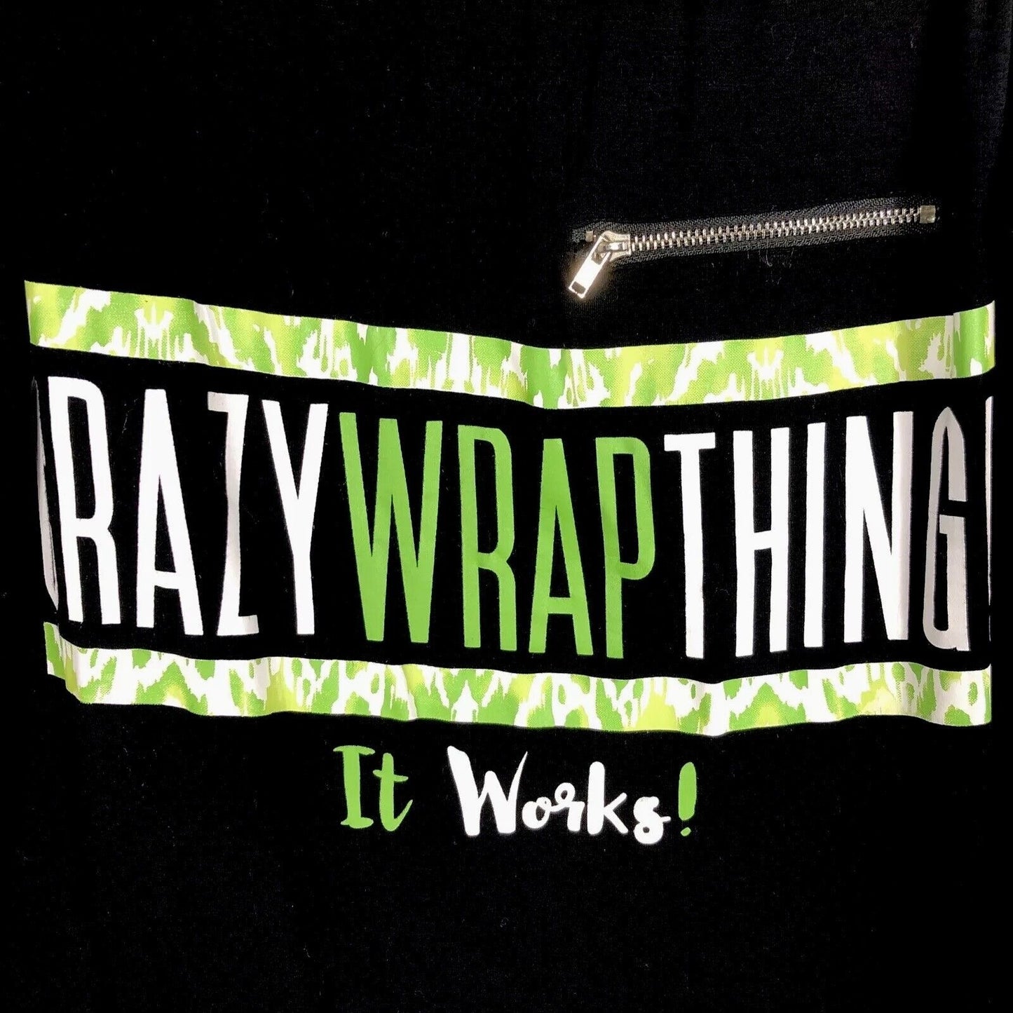 Crazy Wrap Thing Women’s It Works Tank Top Size Large Black And Green Bling
