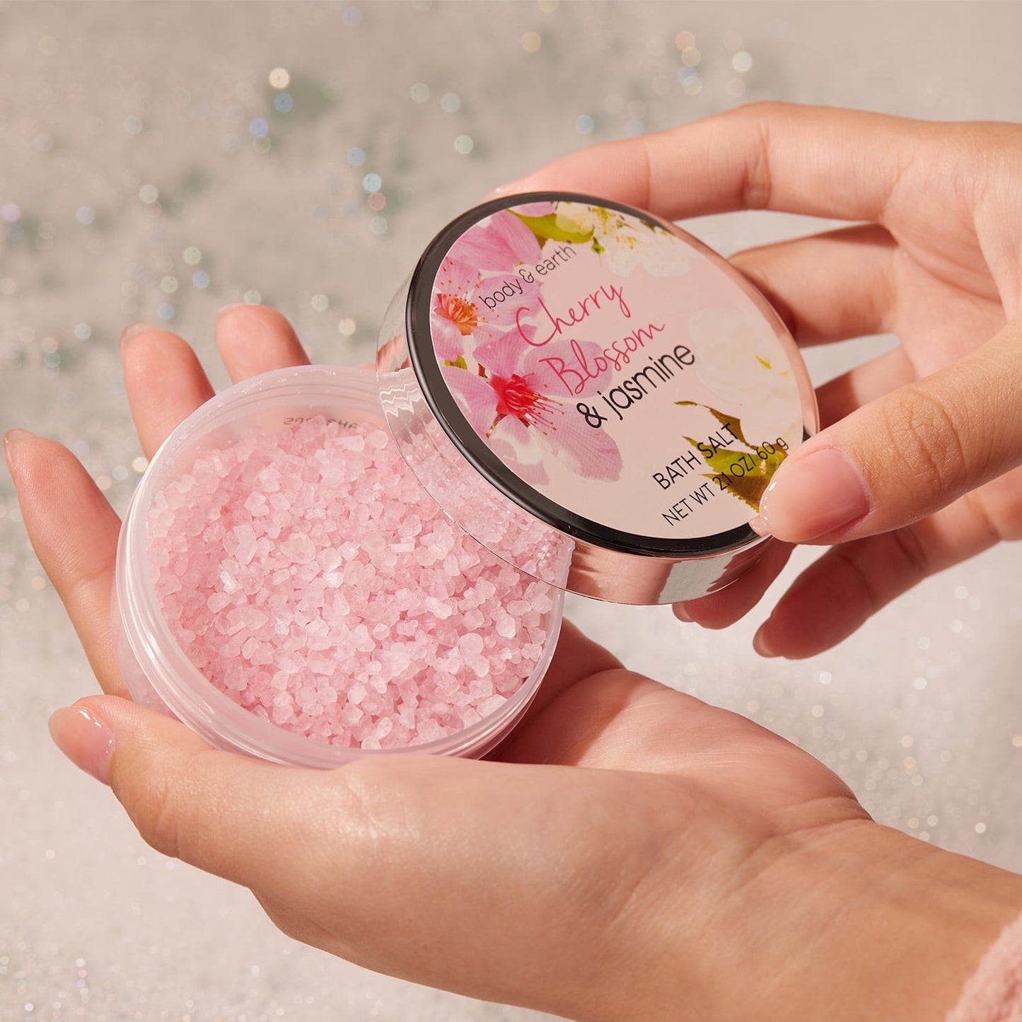 Body & Earth Bath Gift Sets for Women Valentine's Day Gifts, 8 Pcs Cherry Blossom & Jasmine Spa Baskets, Beauty Birthday Gifts for Her