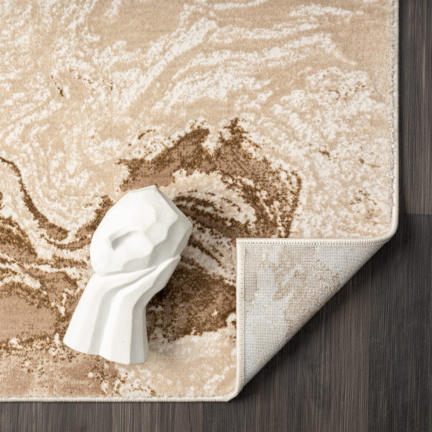 LUXE WEAVERS Marble Swirl Abstract Area Rug, Beige 8x10