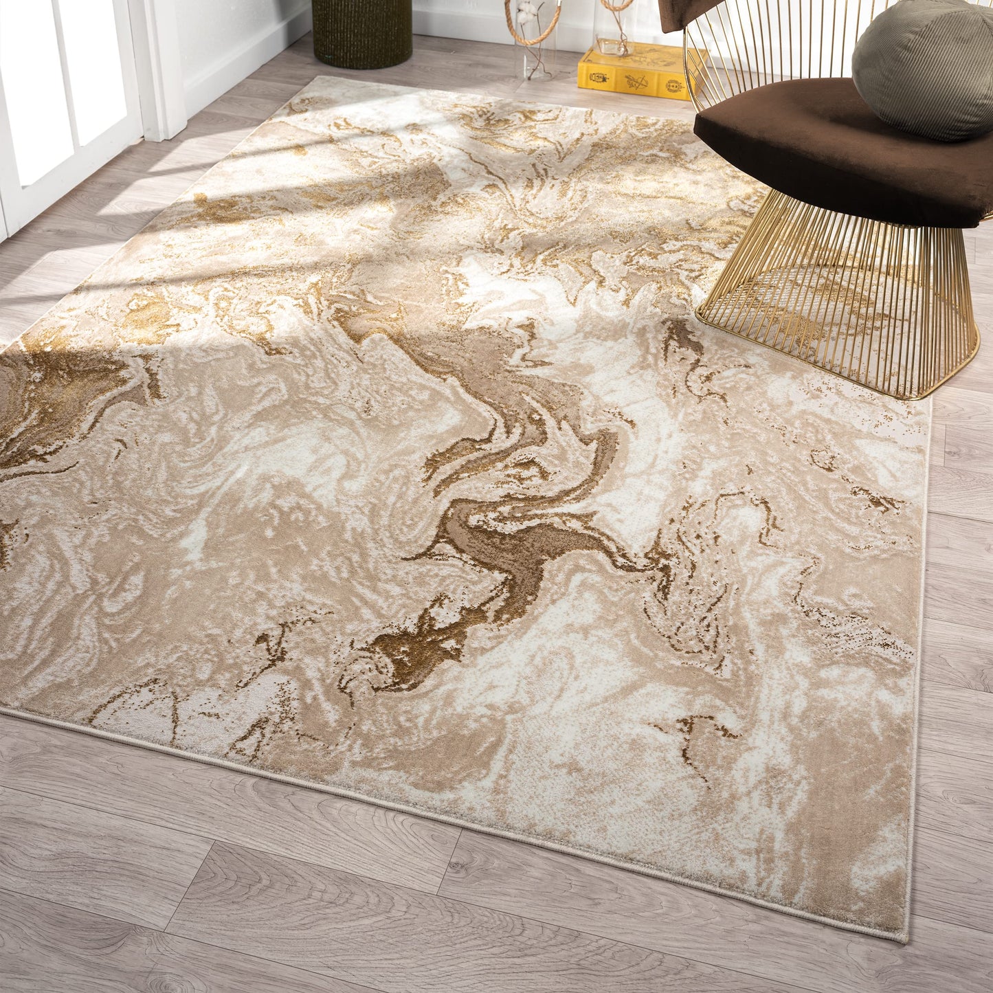 LUXE WEAVERS Marble Swirl Abstract Area Rug, Beige 8x10