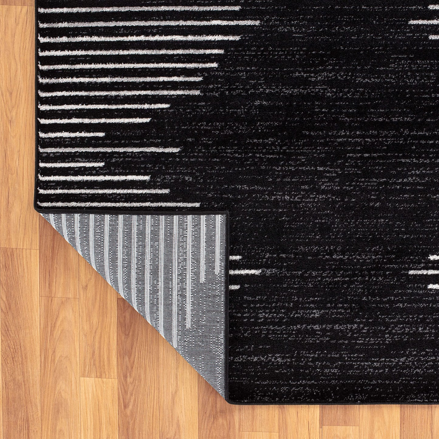 Rugshop Bohemian Stripe Stain Resistant High Traffic Living Room Kitchen Bedroom Dining Home Office Area Rug 8'x10' Black