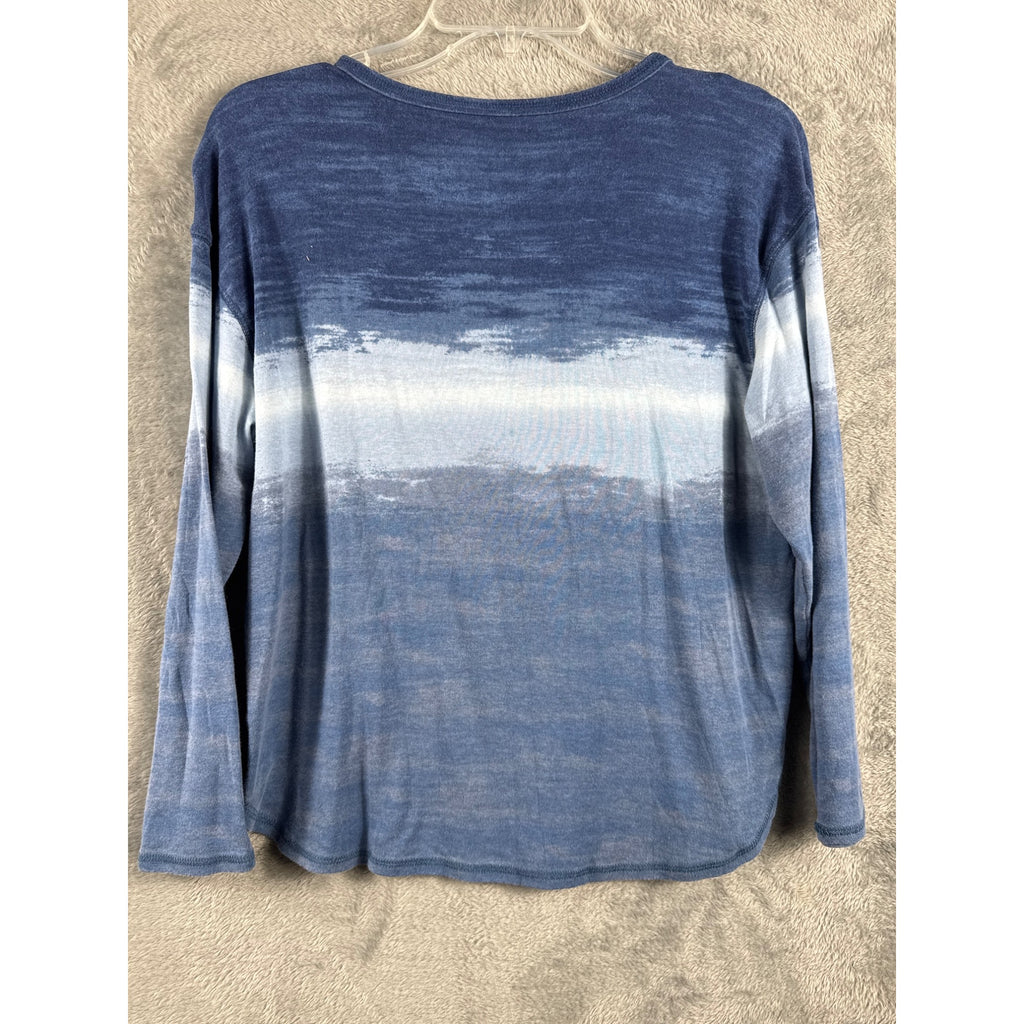 Westbound Petite Long-Sleeve Ombre Blue Gradient Top