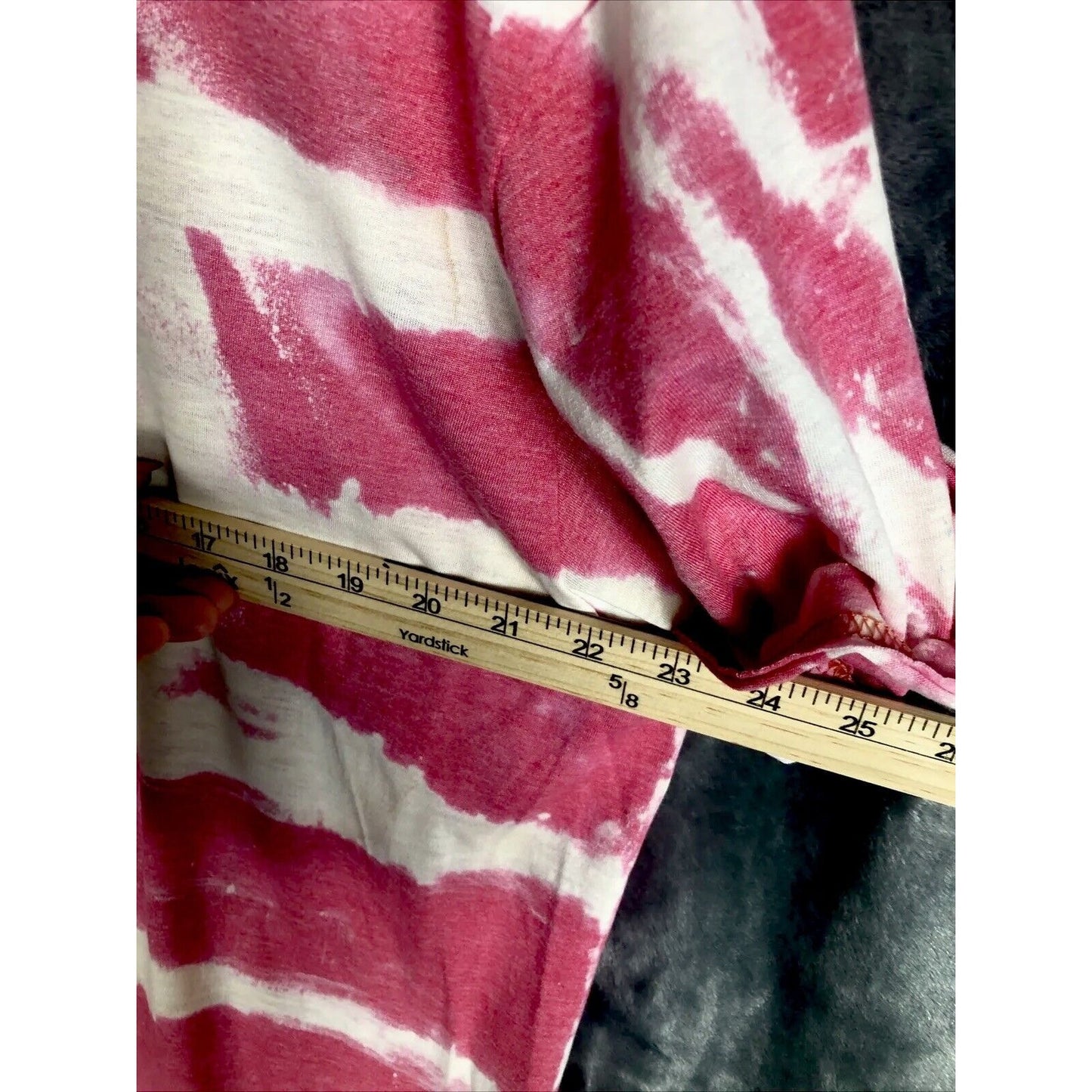 Bougie With A Little Bit Of Hood Tie-Dye Graphic T-Shirt Pink & White Rolled Sleeves Womens Casual Top