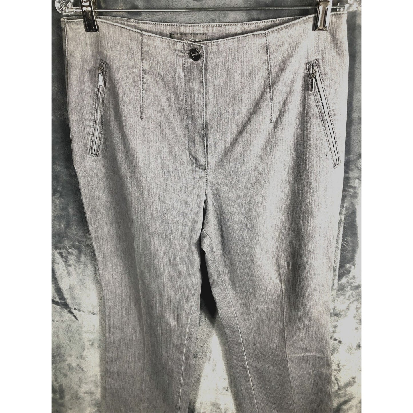 Charter Club Womens Gray High-Waist Straight-Leg Dress Pants With Zip Pockets 16
