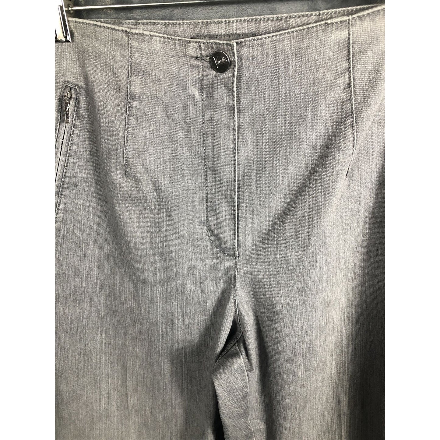 Charter Club Womens Gray High-Waist Straight-Leg Dress Pants With Zip Pockets 16