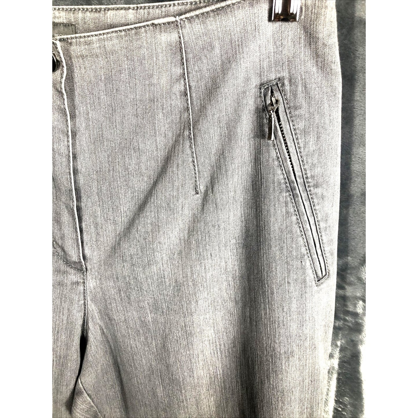 Charter Club Womens Gray High-Waist Straight-Leg Dress Pants With Zip Pockets 16