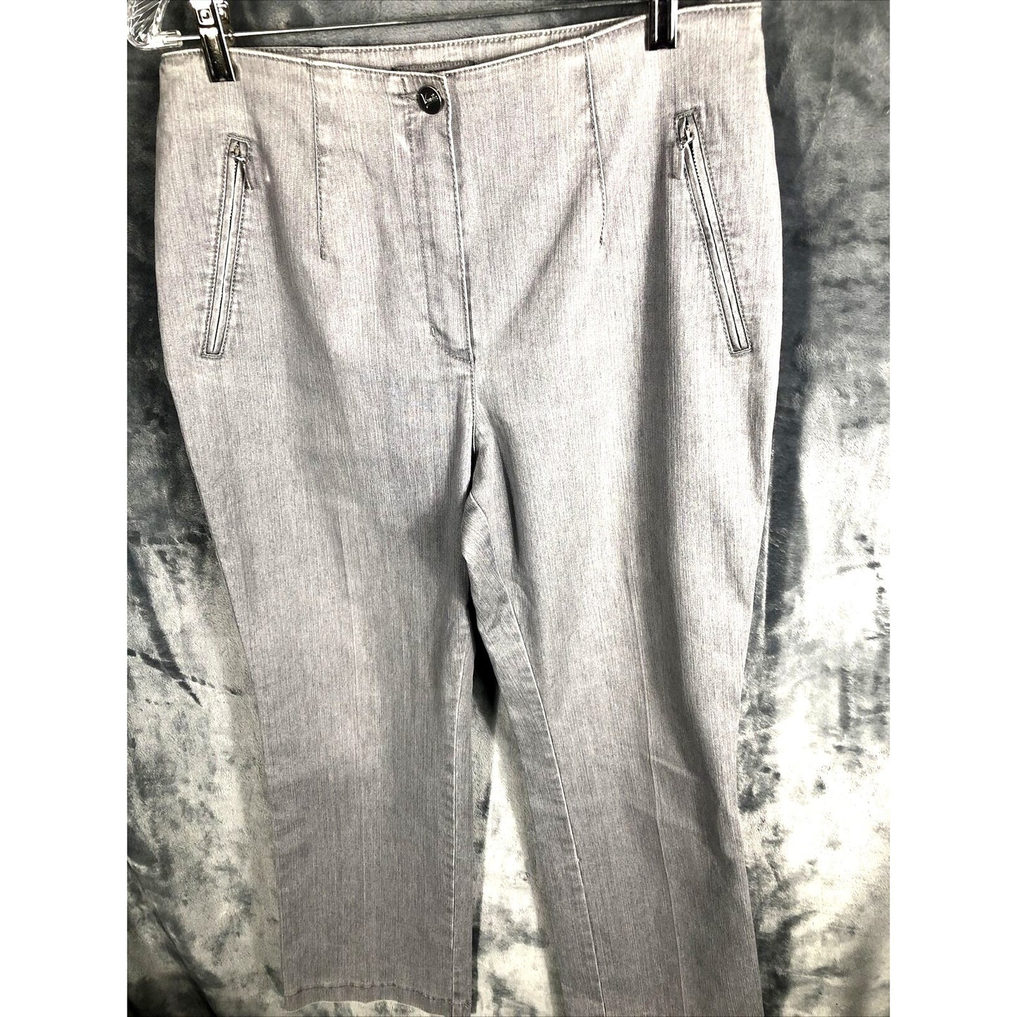 Charter Club Womens Gray High-Waist Straight-Leg Dress Pants With Zip Pockets 16