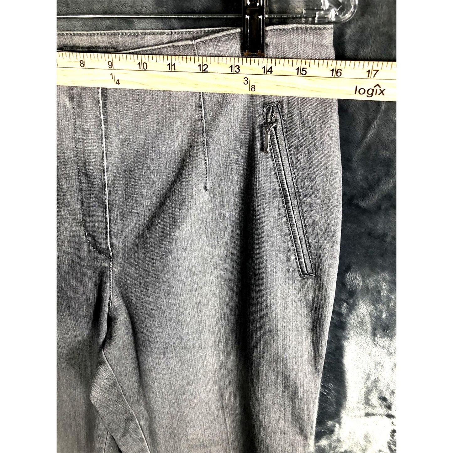 Charter Club Womens Gray High-Waist Straight-Leg Dress Pants With Zip Pockets 16