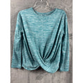 Xersion Womens Quick-Dri Blue Heathered Twist Front Long Sleeve Top L