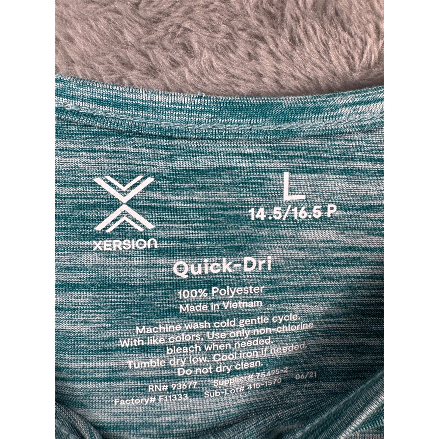 Xersion Womens Quick-Dri Blue Heathered Twist Front Long Sleeve Top L