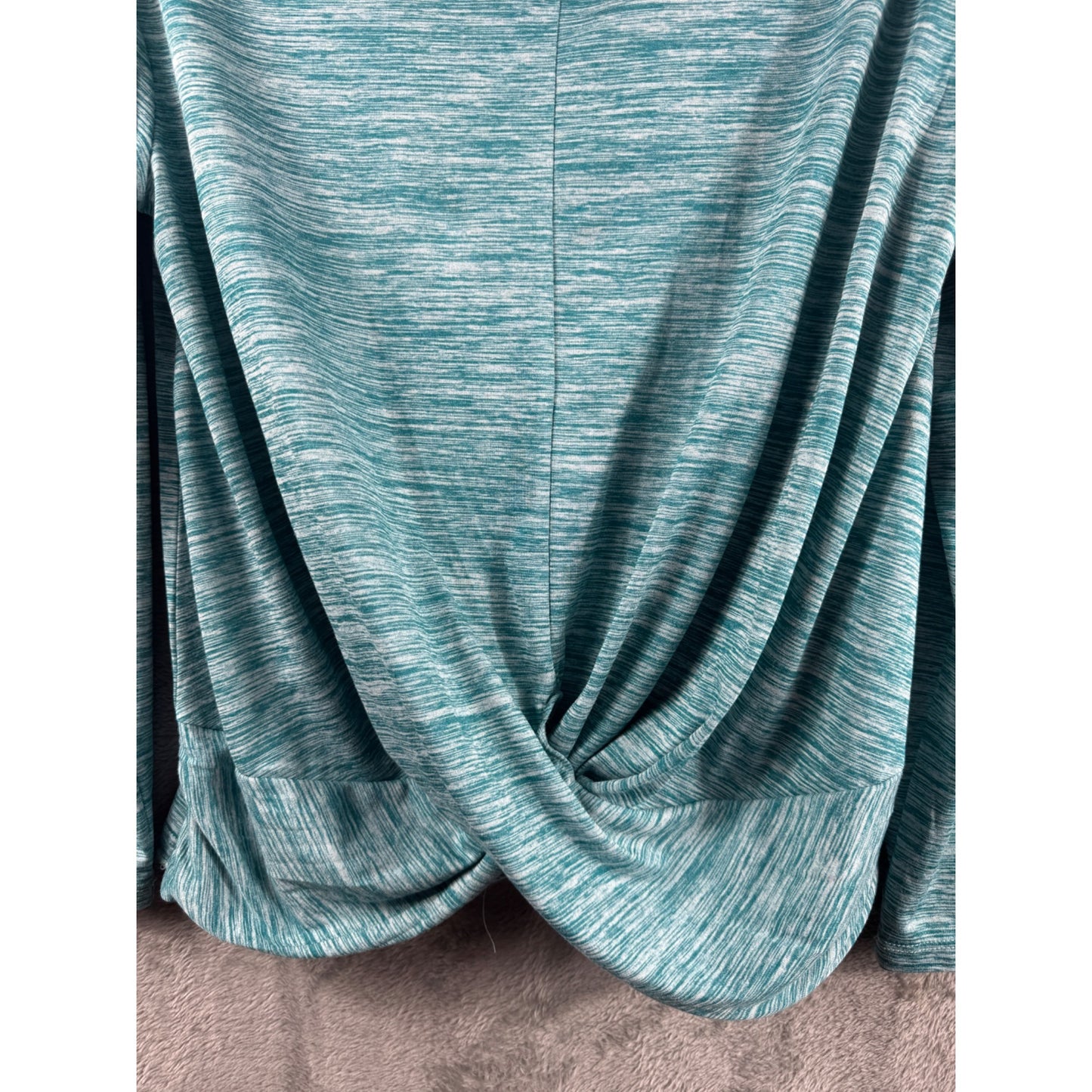 Xersion Womens Quick-Dri Blue Heathered Twist Front Long Sleeve Top L