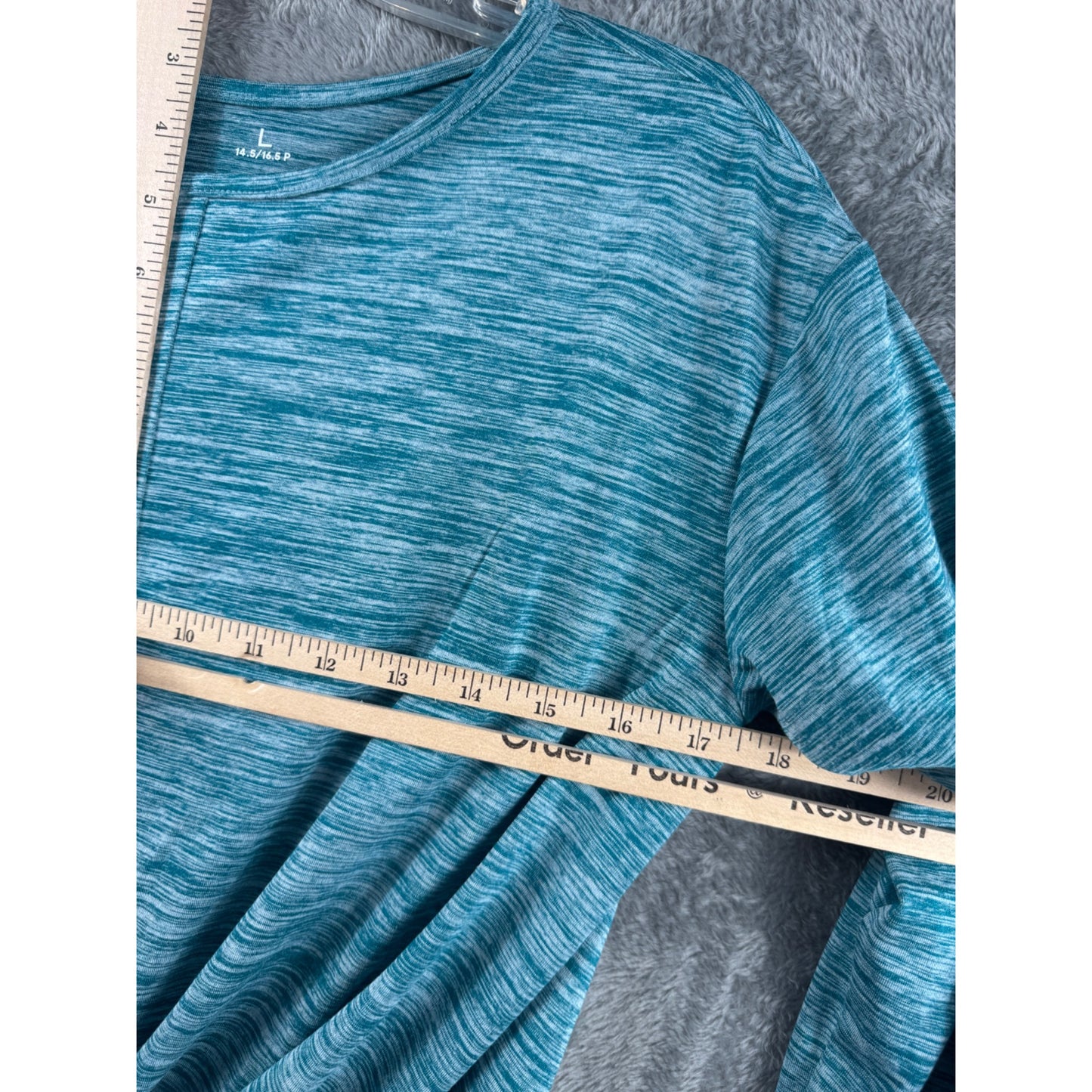 Xersion Womens Quick-Dri Blue Heathered Twist Front Long Sleeve Top L