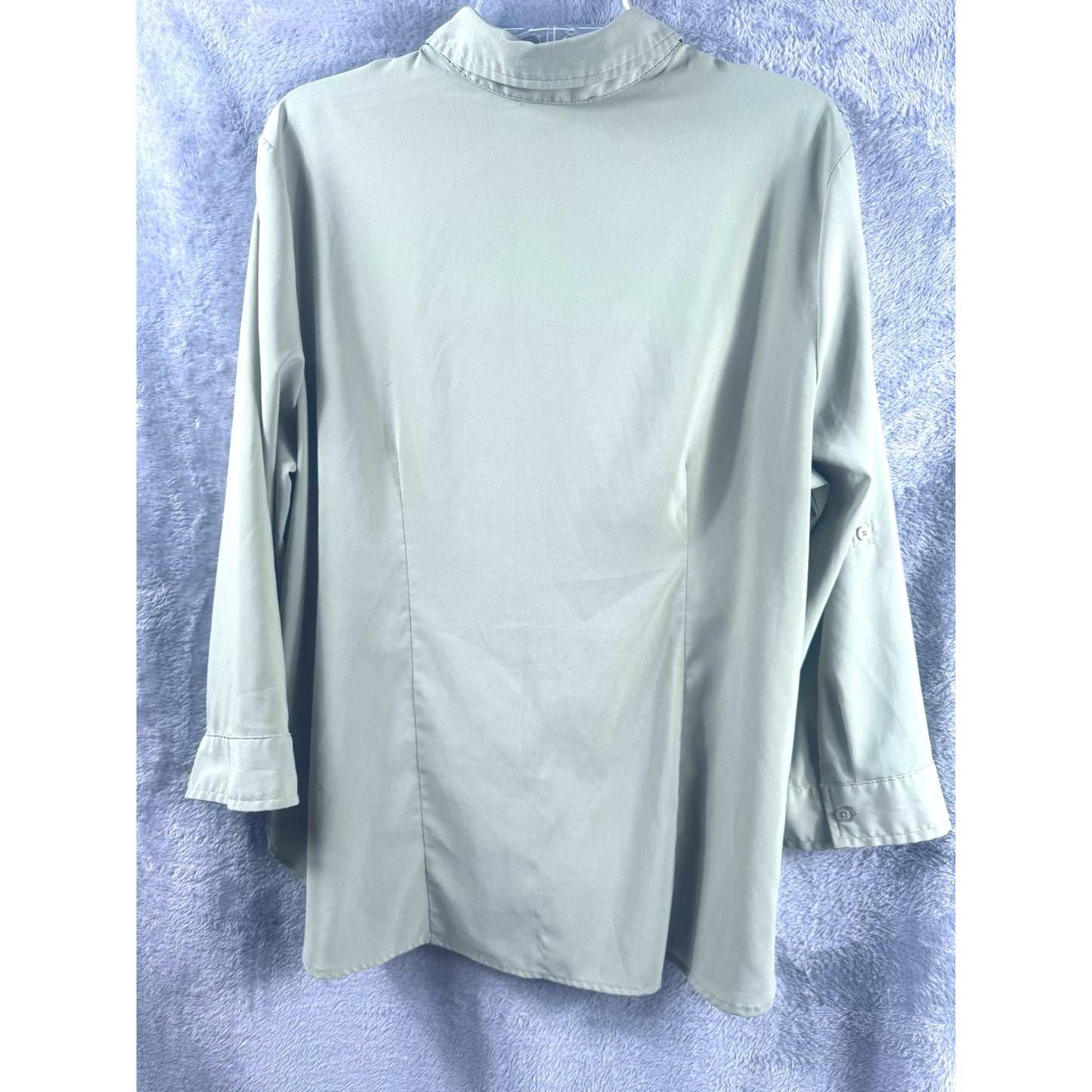 Fred David Womens Button-Up Blouse Size XL Light Sage Green
