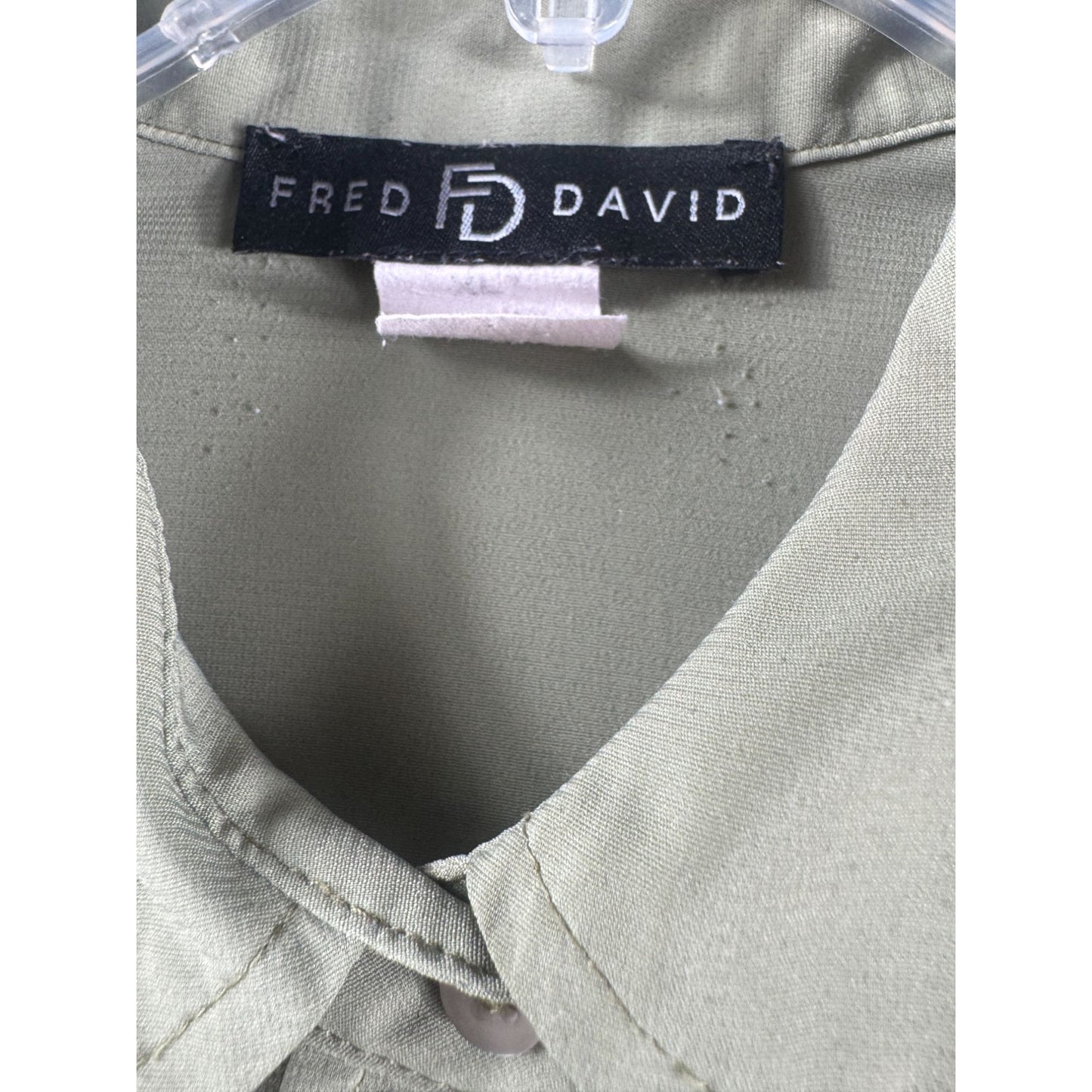 Fred David Womens Button-Up Blouse Size XL Light Sage Green