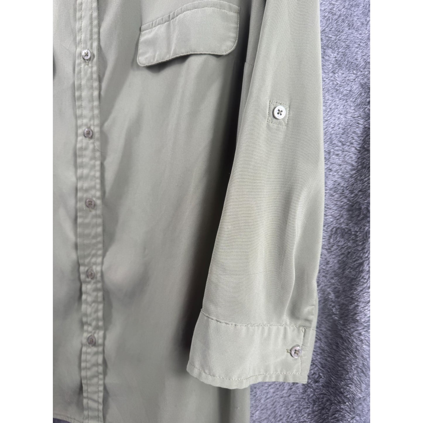 Fred David Womens Button-Up Blouse Size XL Light Sage Green