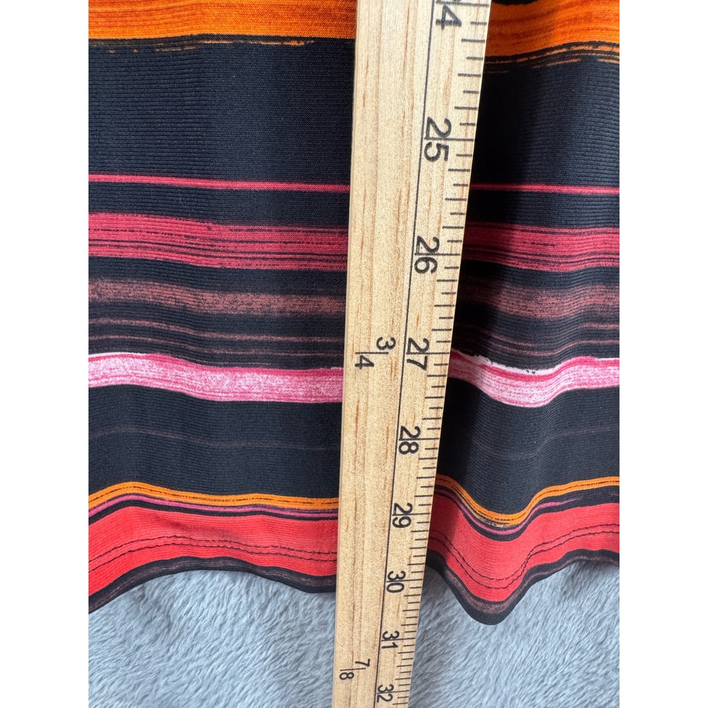 Anne Klein Womens Sleeveless V-Neck Multicolored Striped Dress L Poly/Spandex