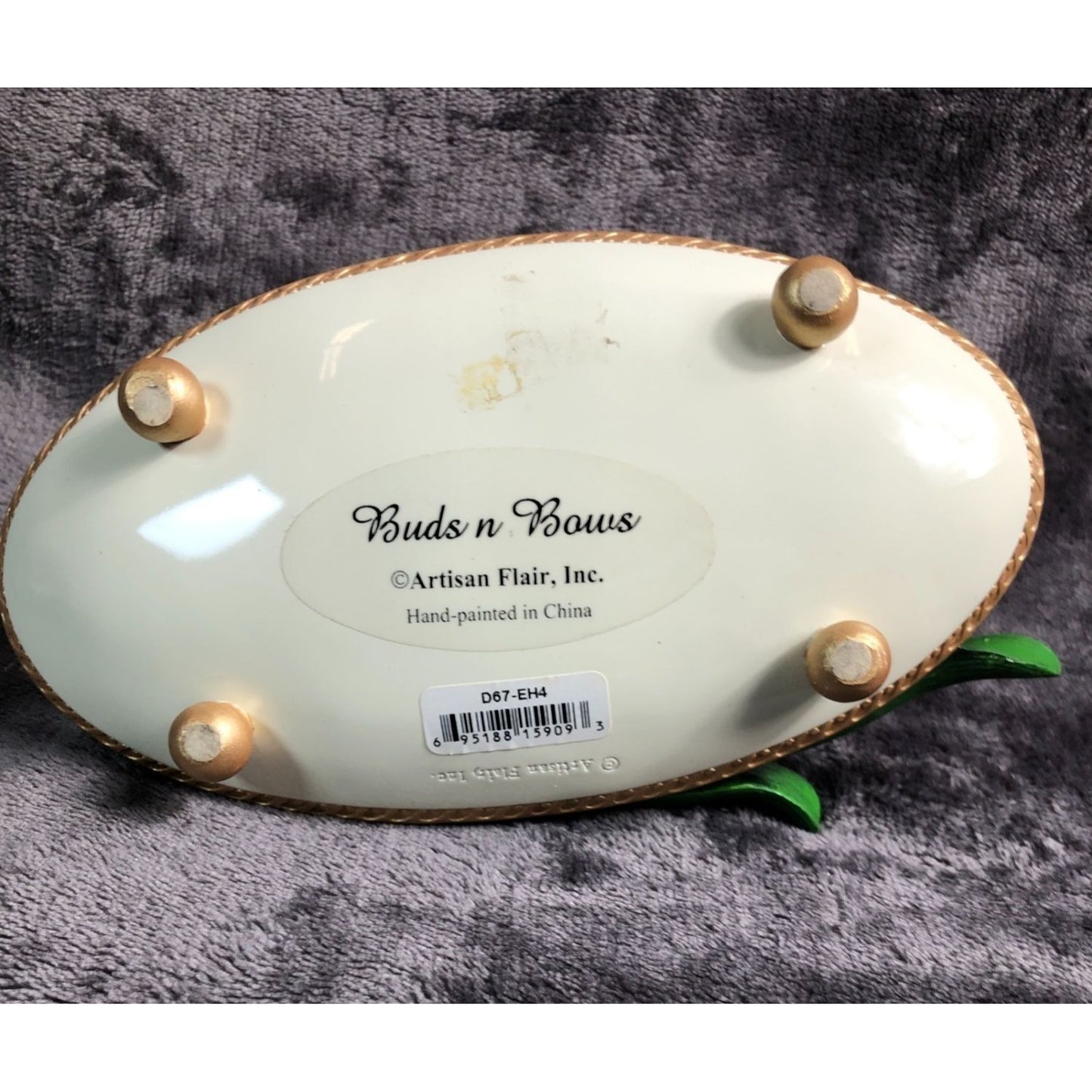 Buds N Bows Artisan Flair Hand-Painted Tulip Decorative Footed Dish