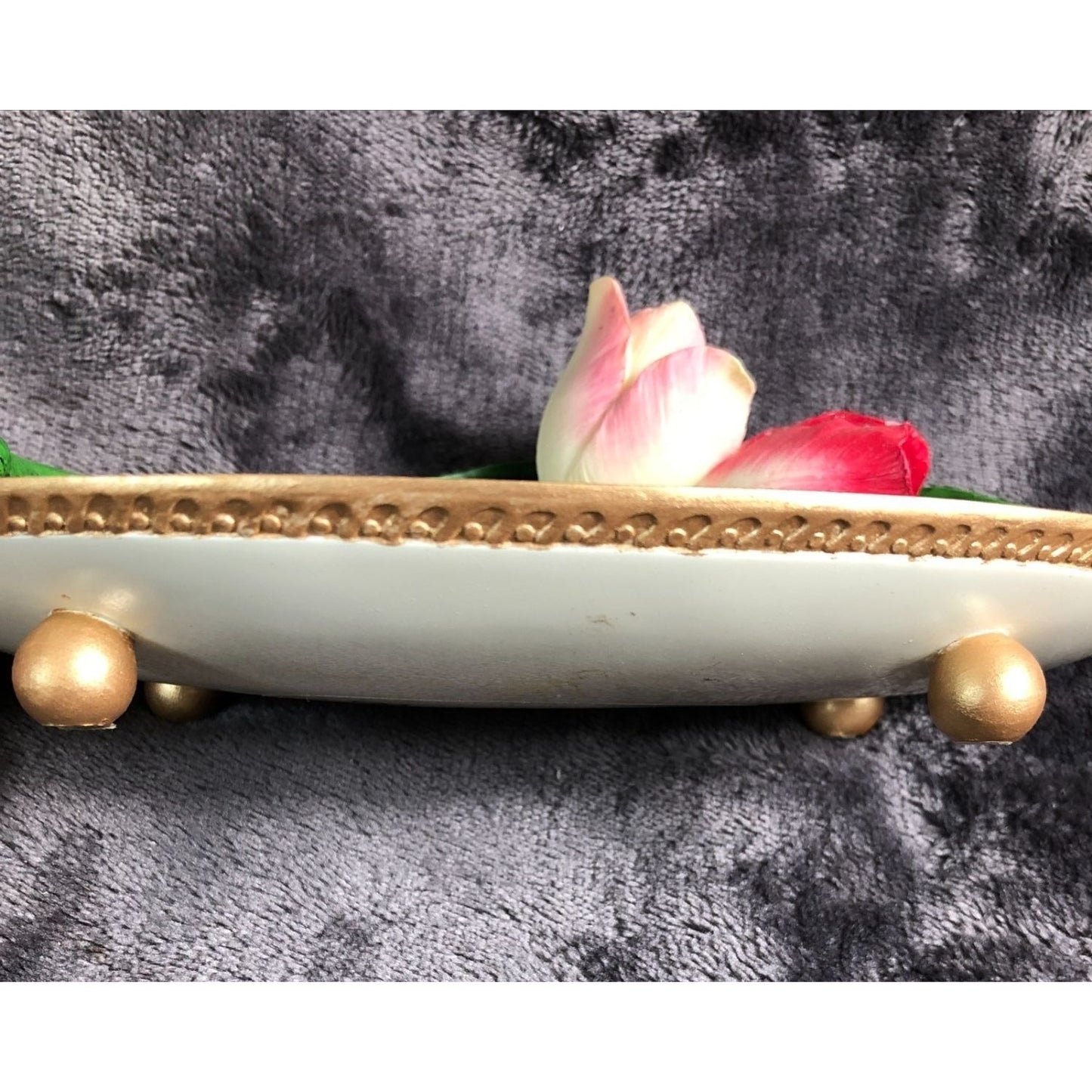 Buds N Bows Artisan Flair Hand-Painted Tulip Decorative Footed Dish