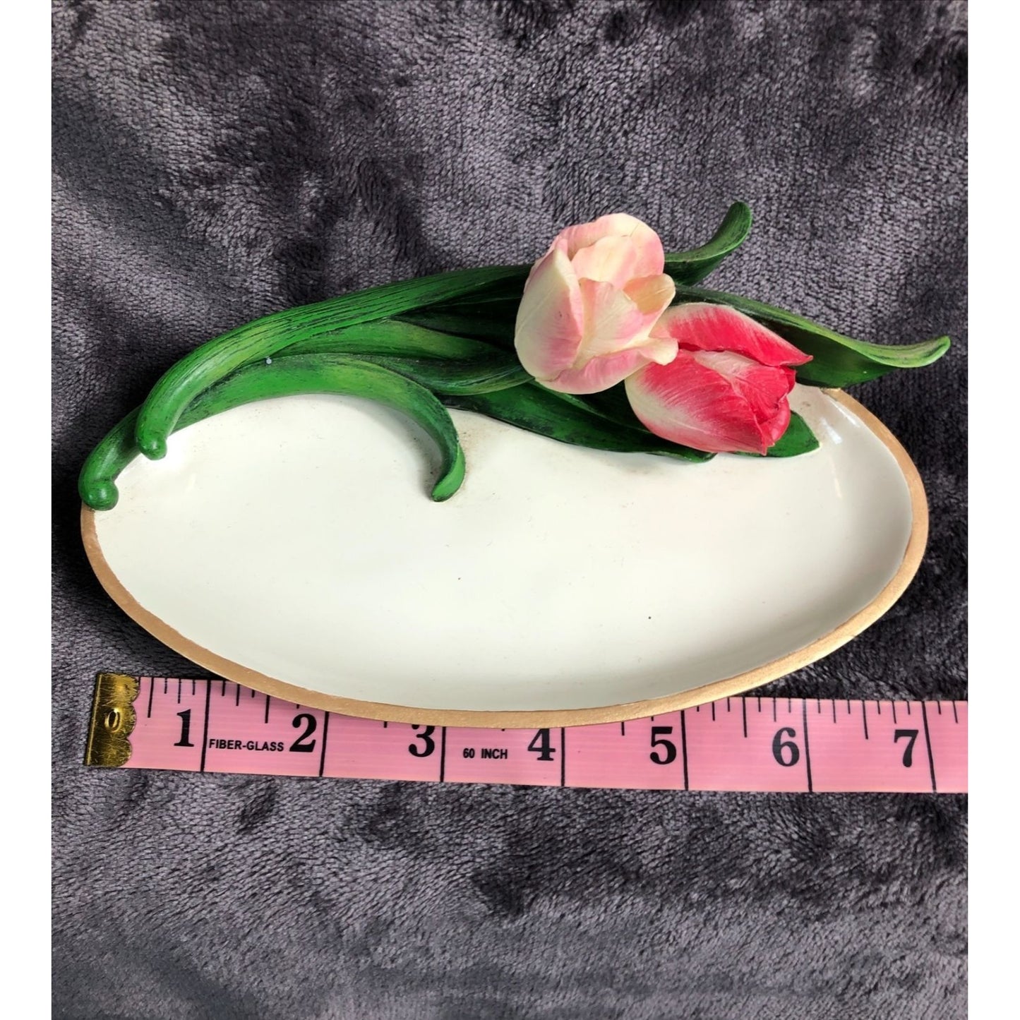 Buds N Bows Artisan Flair Hand-Painted Tulip Decorative Footed Dish