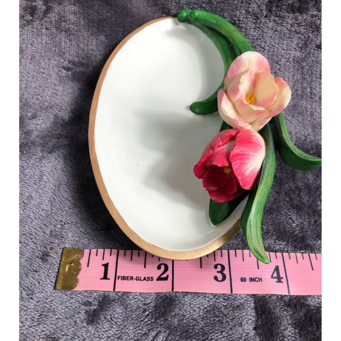 Buds N Bows Artisan Flair Hand-Painted Tulip Decorative Footed Dish