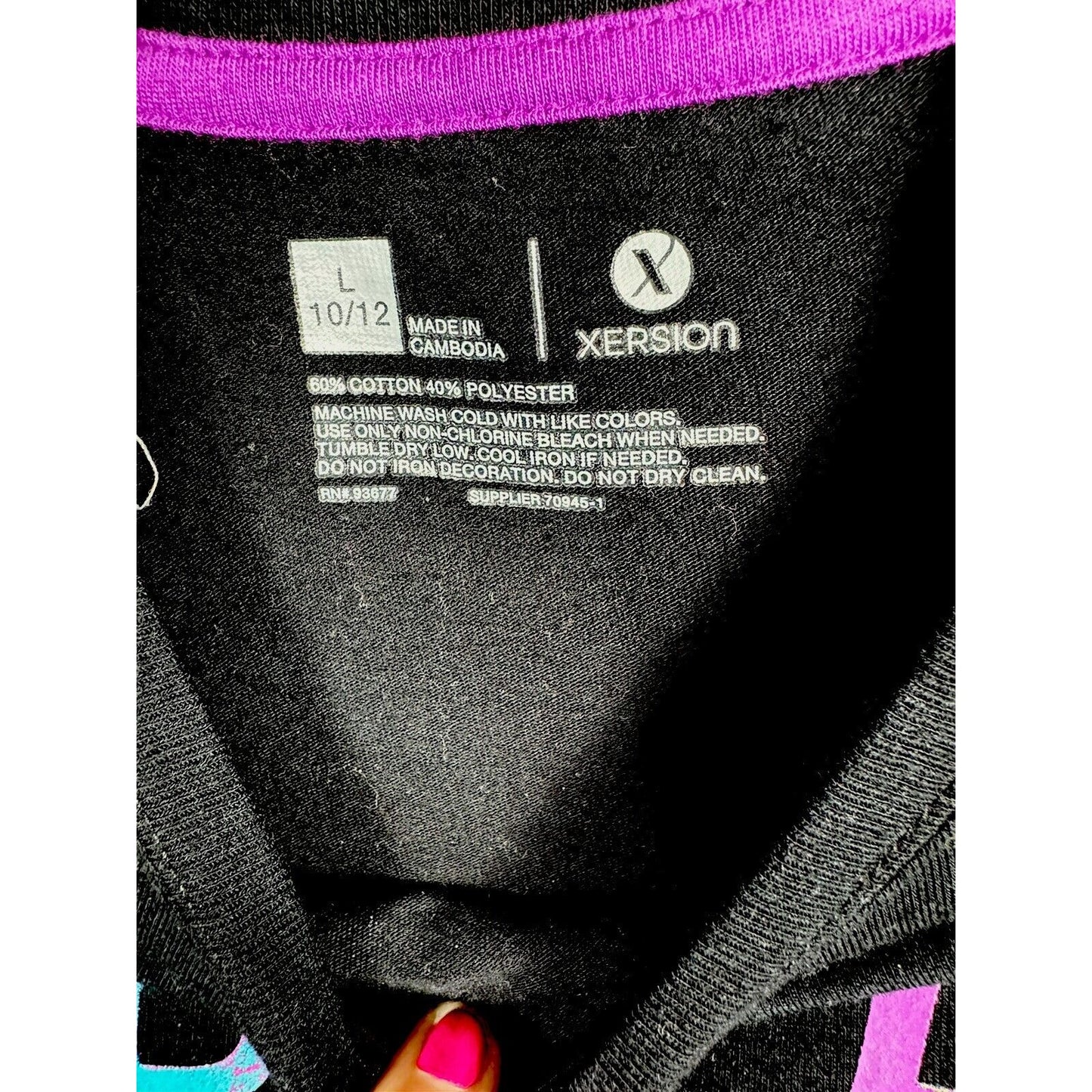 Girls T-Shirt Black Dream Believe Achieve Top Size L (10-12) Purple Blue Black