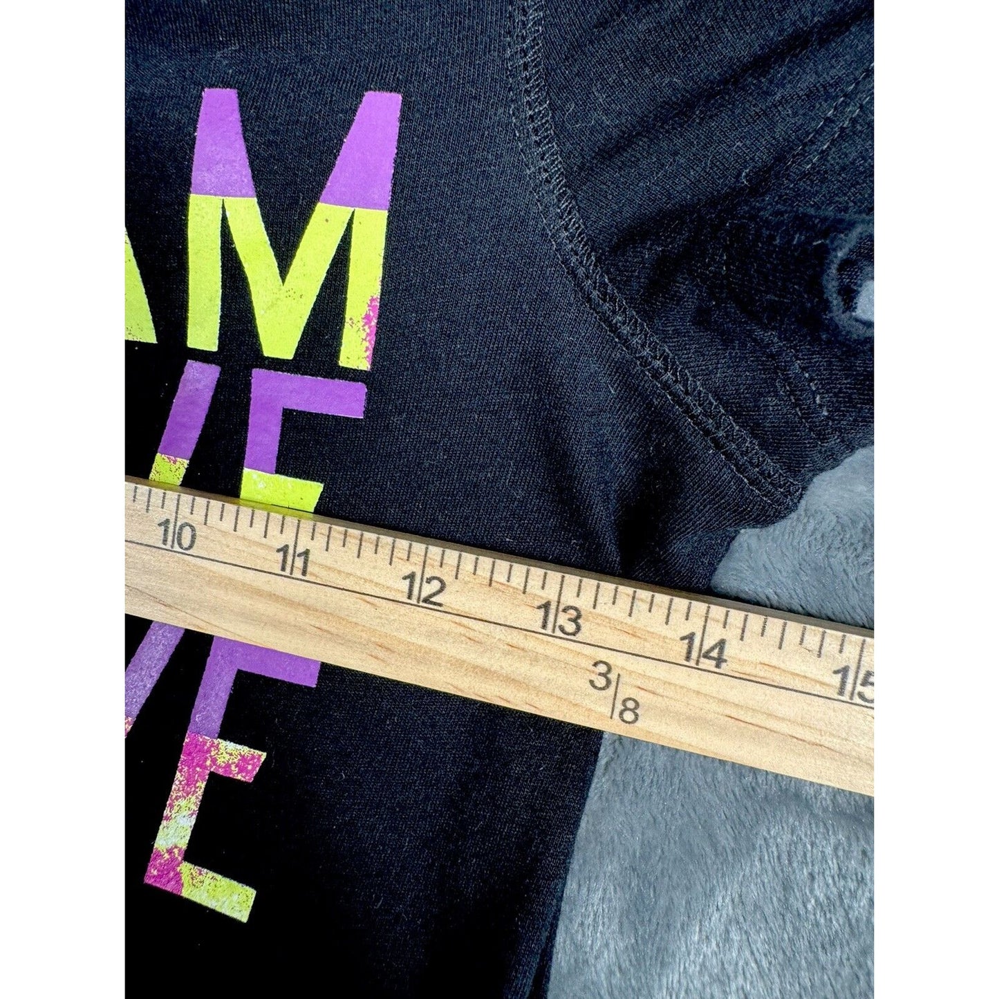 Girls T-Shirt Black Dream Believe Achieve Top Size L (10-12) Purple Blue Black