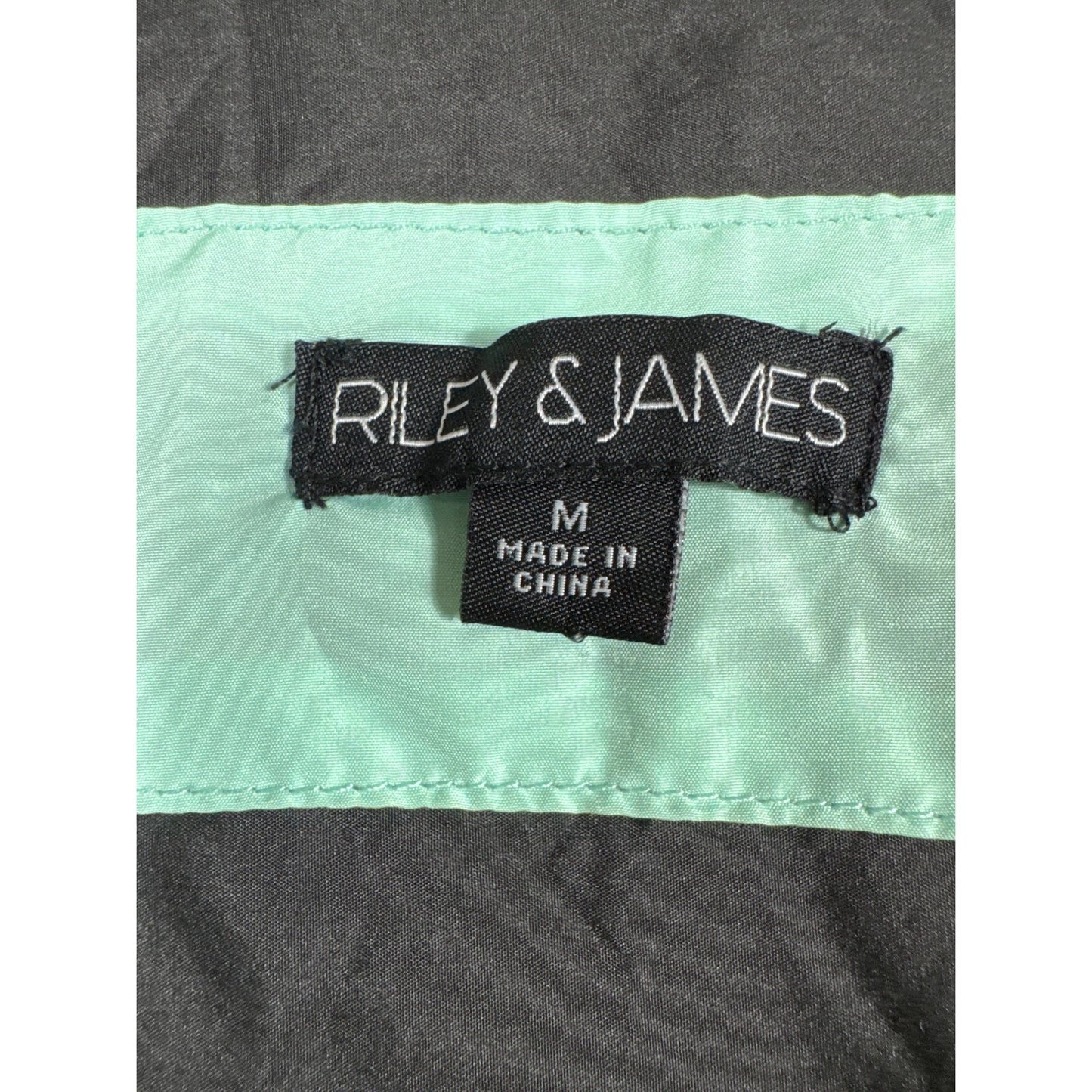 Riley & James "Good Vibes" Windbreaker Jacket M Black & Mint