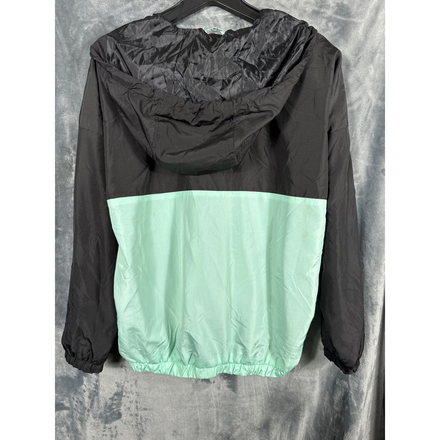 Riley & James "Good Vibes" Windbreaker Jacket M Black & Mint