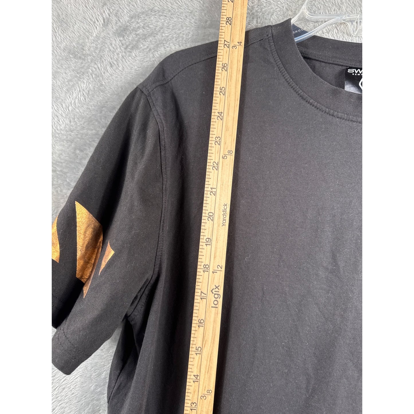 Switch Mens Shirt Remarkable Black & Gold Striped Hem High-Low T-Shirt XL Cotton