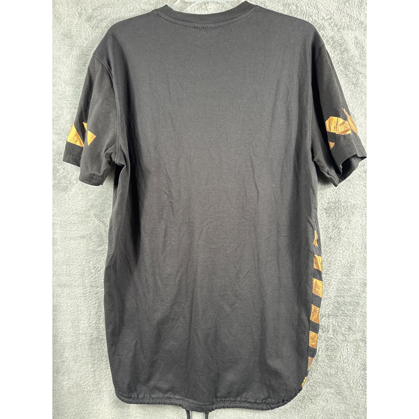 Switch Mens Shirt Remarkable Black & Gold Striped Hem High-Low T-Shirt XL Cotton
