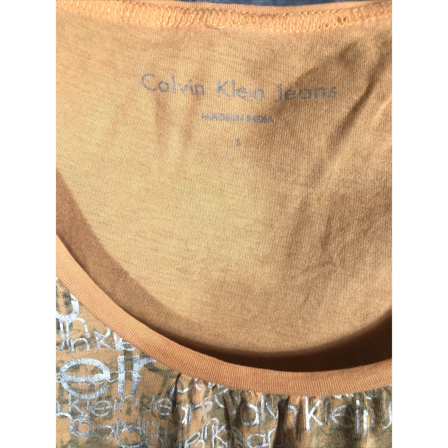 Women’s Calvin Klein Jeans Shirt Orange And Silver Size Adult Small