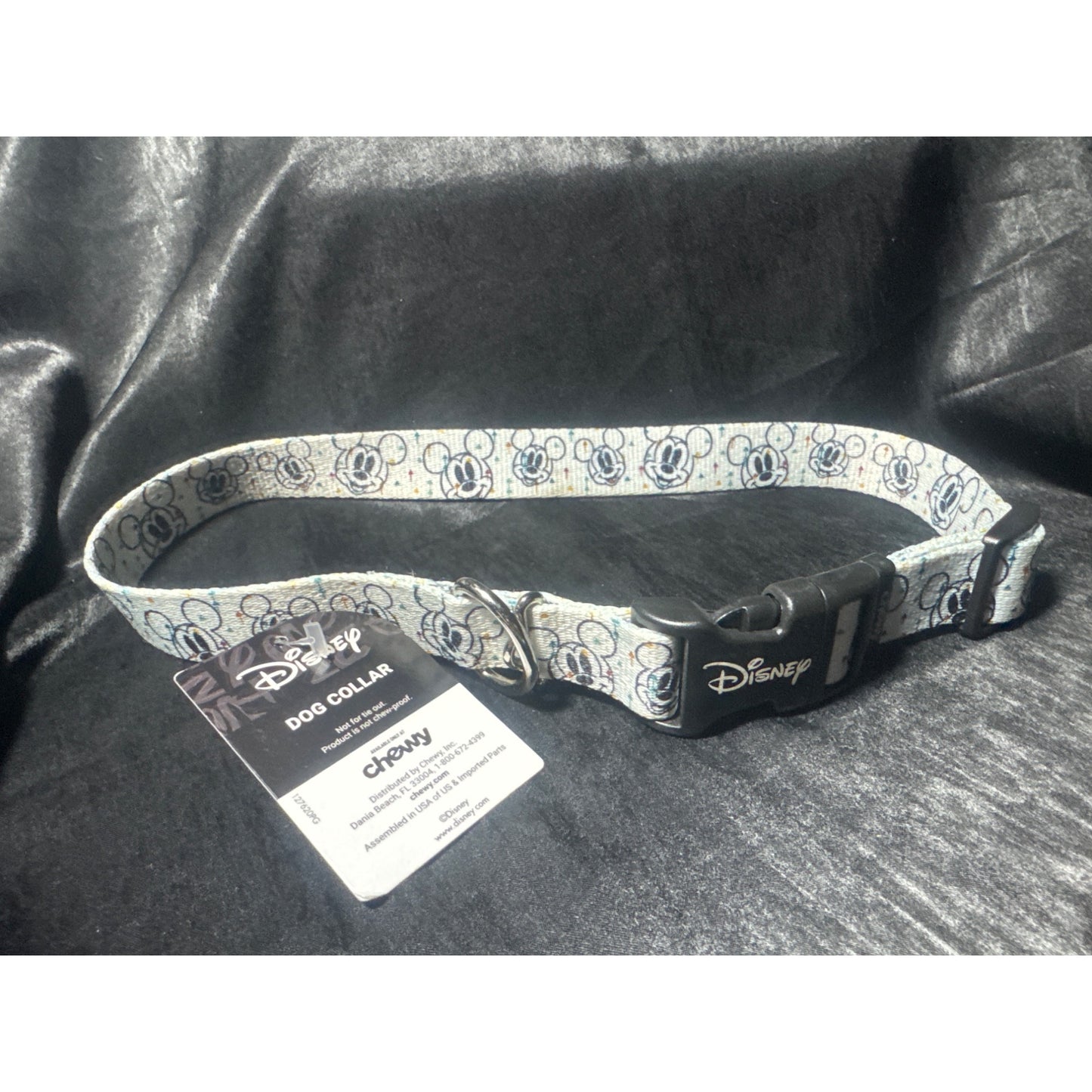 Disney Mickey Mouse Dog Collar 1" X 18"-26" Adjustable Durable Nylon With Buckle & D-Ring For Medium To Large Dogs