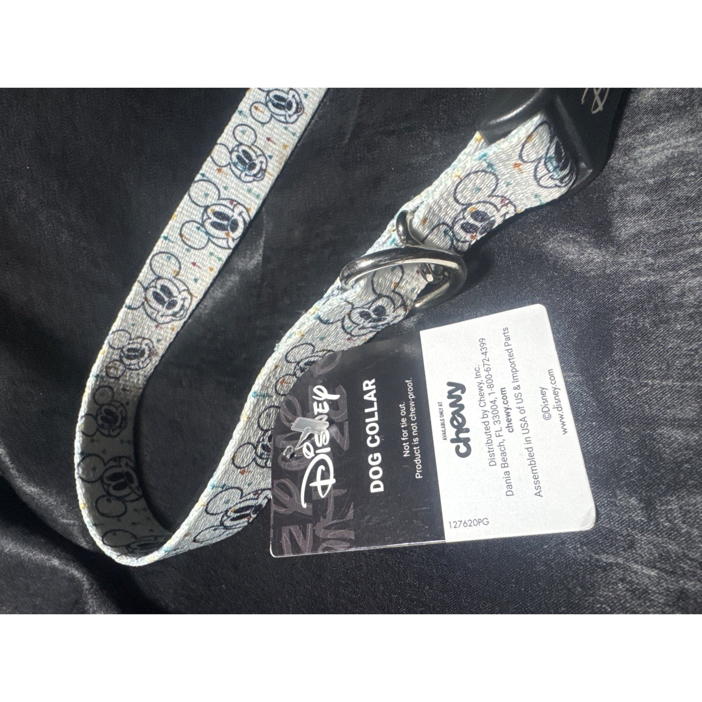 Disney Mickey Mouse Dog Collar 1" X 18"-26" Adjustable Durable Nylon With Buckle & D-Ring For Medium To Large Dogs