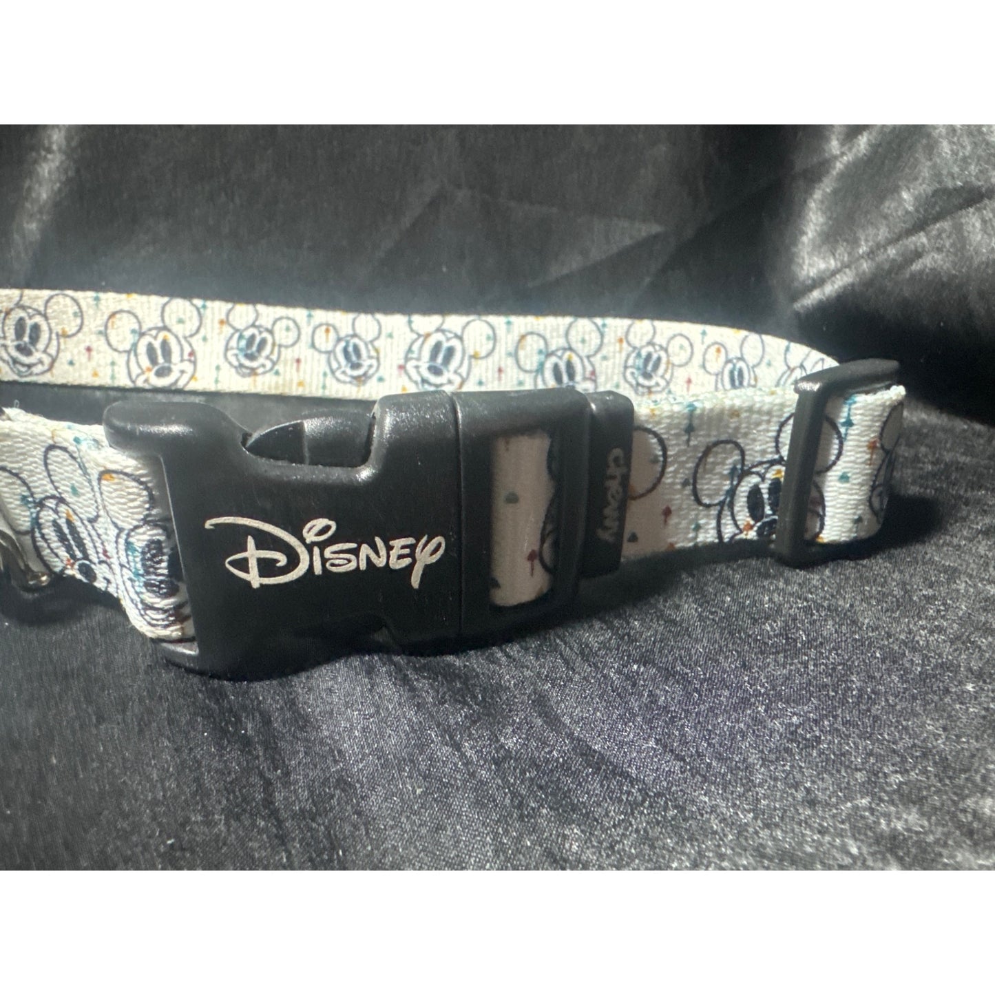 Disney Mickey Mouse Dog Collar 1" X 18"-26" Adjustable Durable Nylon With Buckle & D-Ring For Medium To Large Dogs
